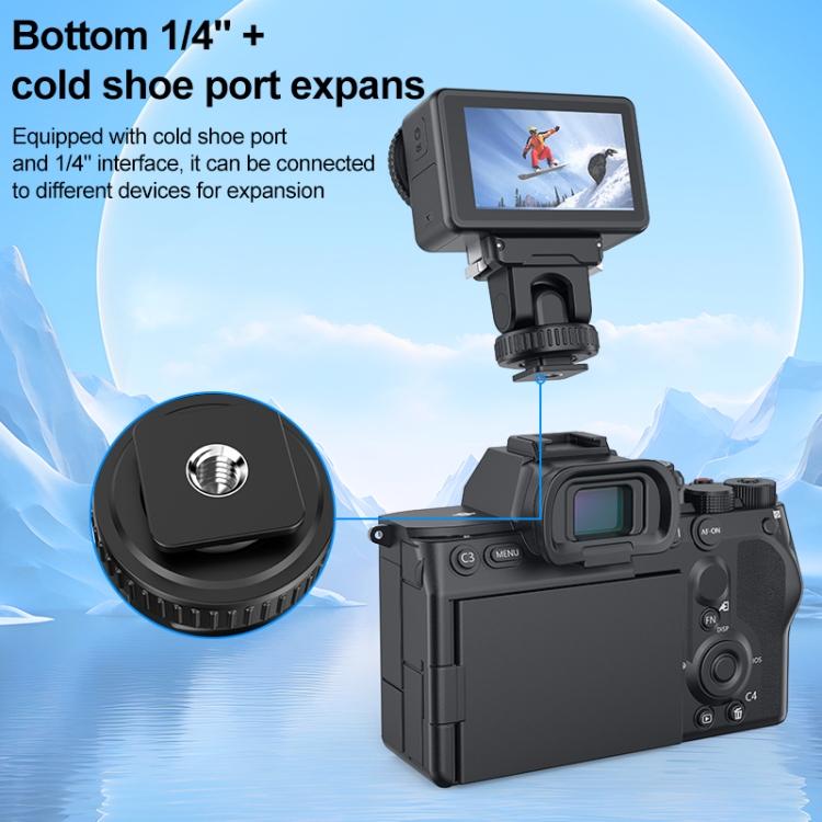 For DJI Osmo Action 5 Pro / 4 / 3 PULUZ Cold Shoe Gimbal Quick Release Base Adapter (Black)