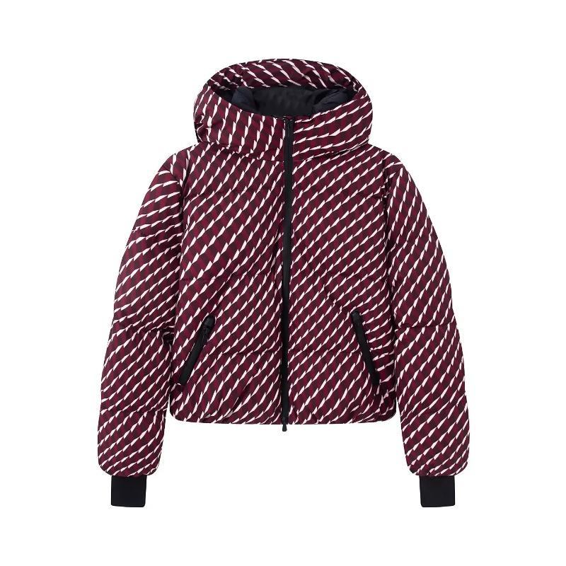 Damen Winter Kapuzen Reißverschluss Bordeaux Ski Gepolsterte Parka Mantel Anzug Set Dame Winddicht Hose Hosen Trainingsanzug