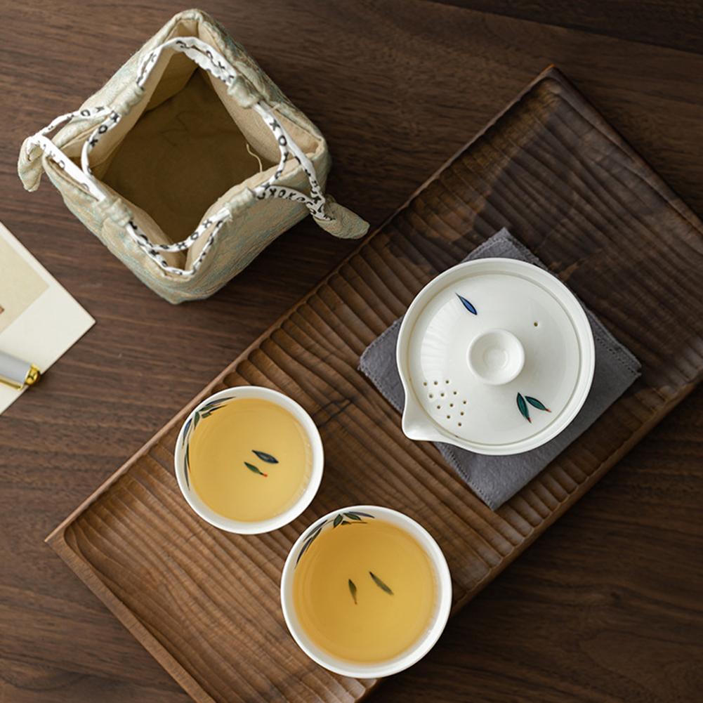 KungFu Tea Set With 1 Teapot 2 Cups Chinese Traditional Ceramic Teacups For Tea Lovers