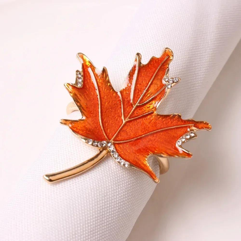 Autumn Maple Leaf Napkin Ring Thanksgiving Halloween Easter Restaurant Wedding Table Decoration Holiday Gift