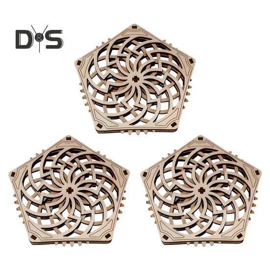 

3 шт. изысканных пятиугольных подставок, набор, термостойкие, гладкие края, без заусенцев, деревянные подставки ручной работы под стаканы 3pcs