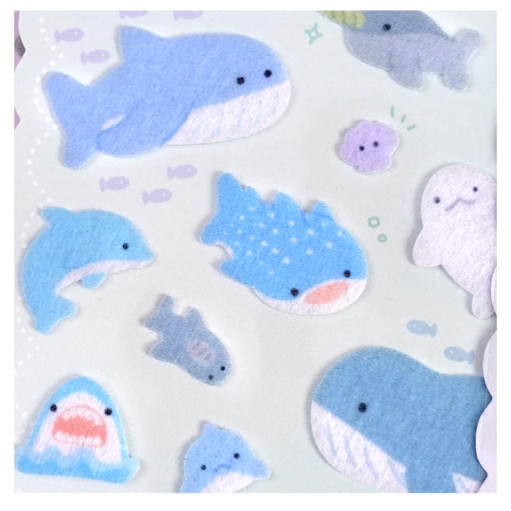 3 Pcs Kawaii Decor Shark Lobster Creative Felt Cloth Stationery Stickers For Scrapbooking Diy Journaling Cute Diary