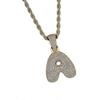 Shiny Letter A  Pendant Miniature Zircon Stone Hip-hop Accessory Gold