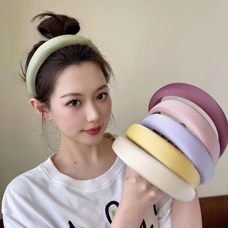 Satin Glossy Sponge Headband for Women To Go Out with High Head and Face Small Hair Accessories Clip Headband