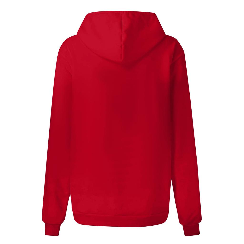 Women's Fashion Long Sleeve Solid Color Zipper Hooded Sweatshirt Top