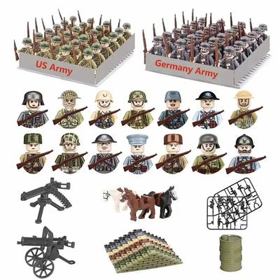 World War II Infantry, Army Soldiers, War, National Army Mini Gun Model Building Blocks, Children's Day Gifts, Assembled Toys.