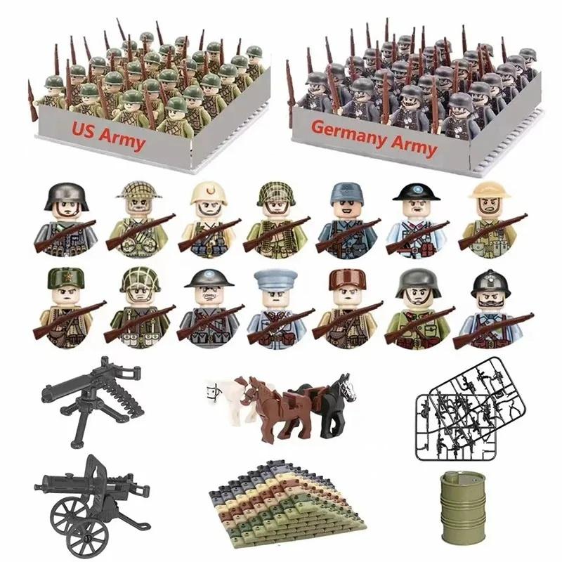 Pěchota druhé světové války, vojáci armády, válka, stavebnice s modely mini zbraní národní armády, dárky ke dni dětí, sestavitelné hračky.