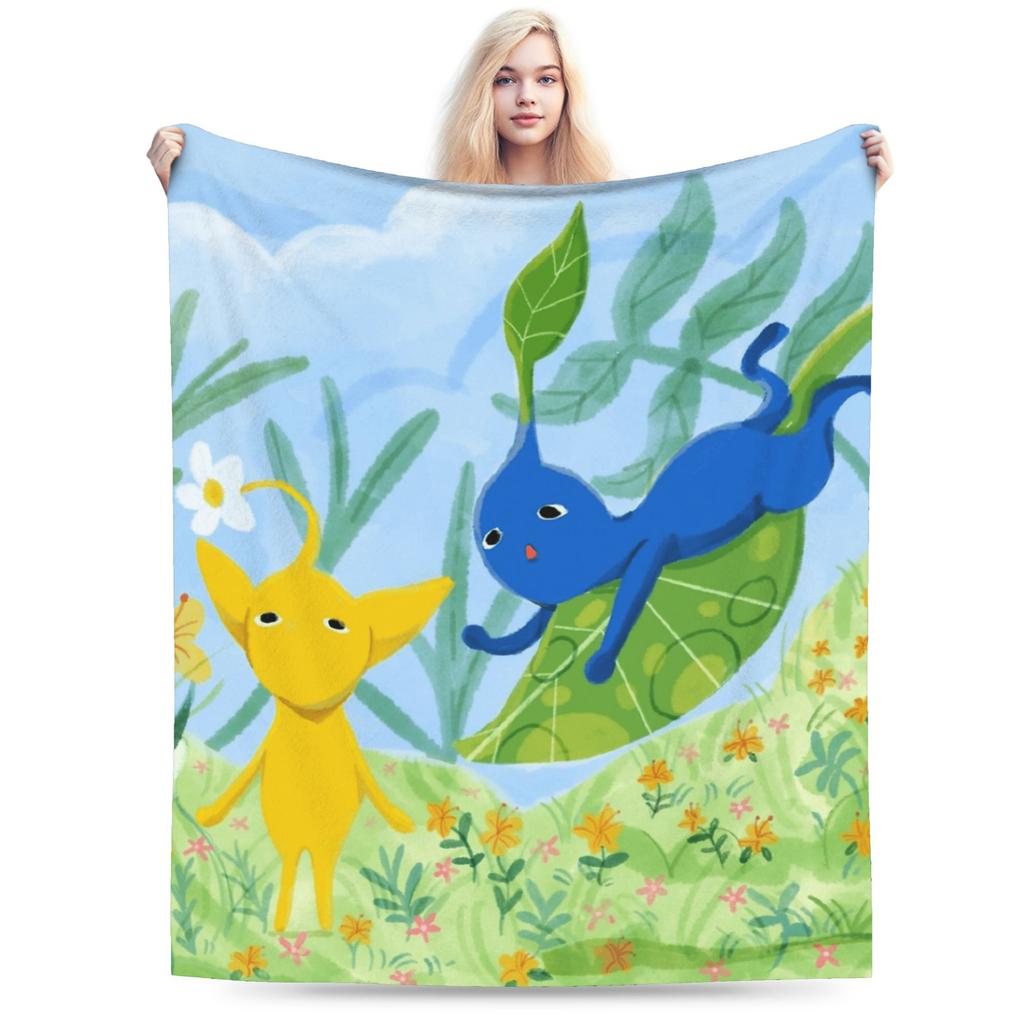 Funny Pikmin Game Plush Blanket Students Flannel Bedding Throws For Home Decor Super Warm Custom Quality Bedspread Gift Idea