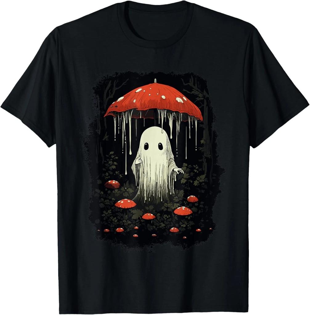Halloween Cottagecore Ghost Mushroom Spooky T- Shirt