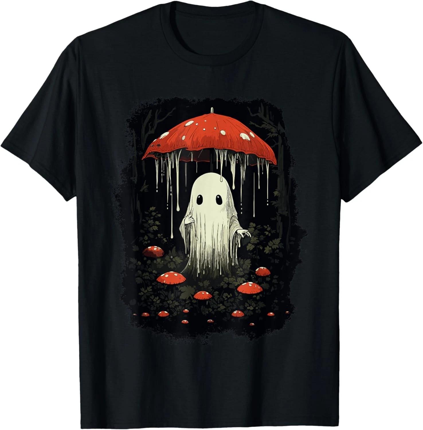 Halloween Cottagecore Ghost Mushroom Spooky T- Shirt M