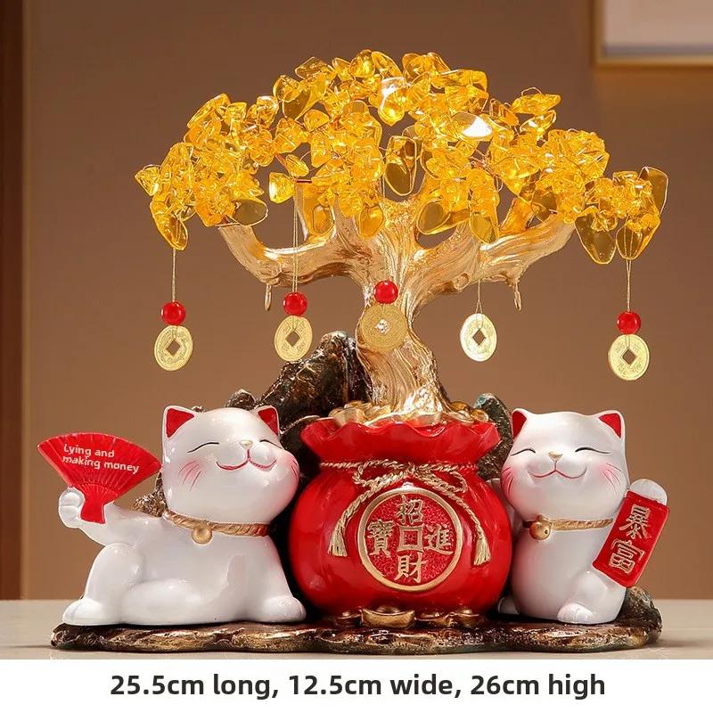 Lucky Cat Lantern Circle Lucky Money Tree Ornament Living Room Decoration Housewarming Opening Gift