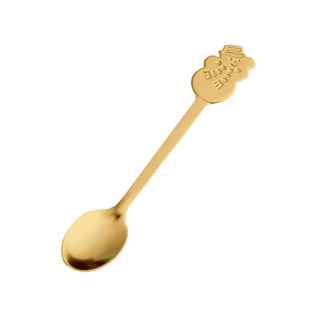 Stainless Steel Christmas Cartoon Coffee & Dessert Stirring Spoon: Snowman & Star Design