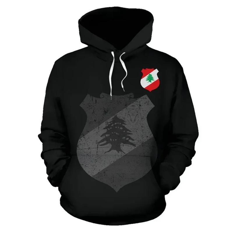 The Republic Of Lebanon Map Flag Graphic Sweatshirts National Emblem Cedrus Deodara Hoodies For Men Clothes Casual Women Hoody