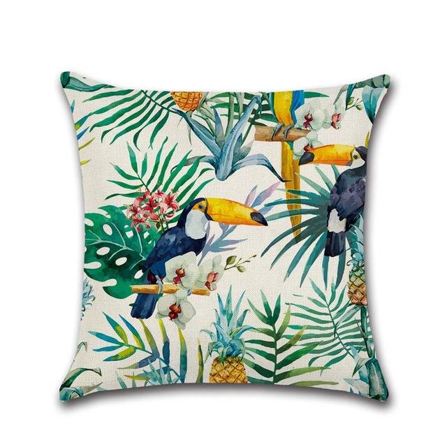 Tropische Pflanzen Kissenbezug Dekorative Kissenbezüge Flamingo-Druck Baumwolle Leinen Wurfkissenbezug Blumen Kissenbezug Zt169