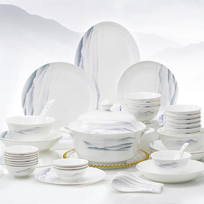 Jingdezhen Shanhai Wujing 62-Piece Ceramic Dinnerware Set 62-Piece Set with Serving Pot