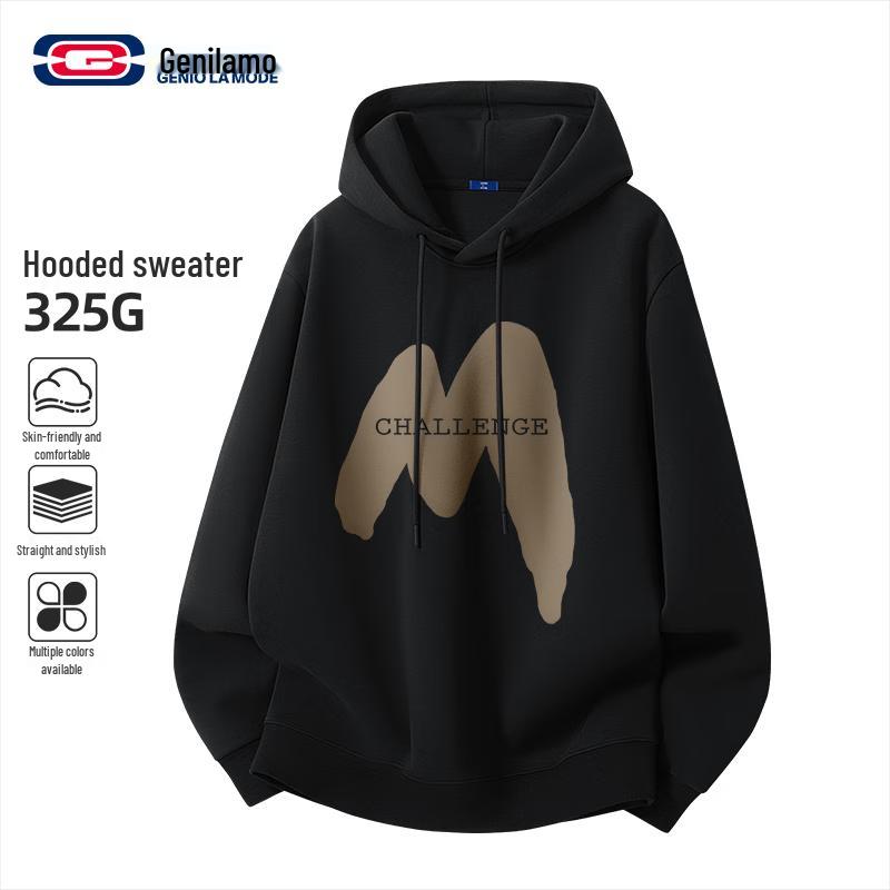 

GENIOLAMODE Men s Casual Letter Print Hooded Sweatshirt L