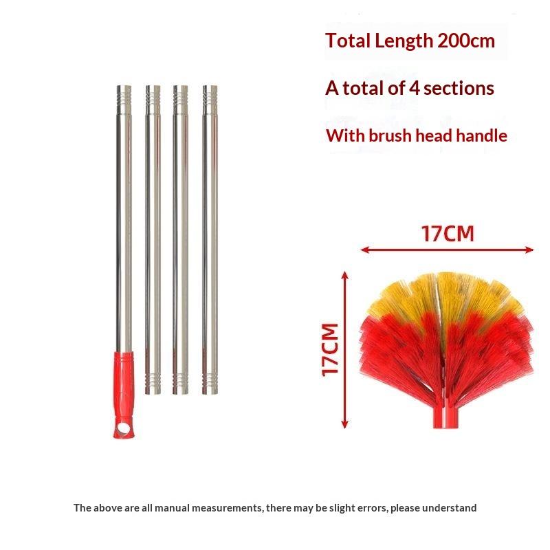 Extendable Cobweb Duster Detachable Metal Pole Soft Bristle Dust Cleaner For Ceiling Wall High Place Household Cleaning