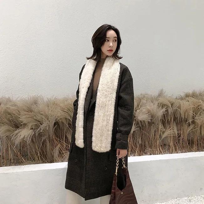 WTEMPO Women's Retro Elegant Versatile Thickened Plush Warm Scarves Furry Double-use Winter Faux Fur Casual Scarves