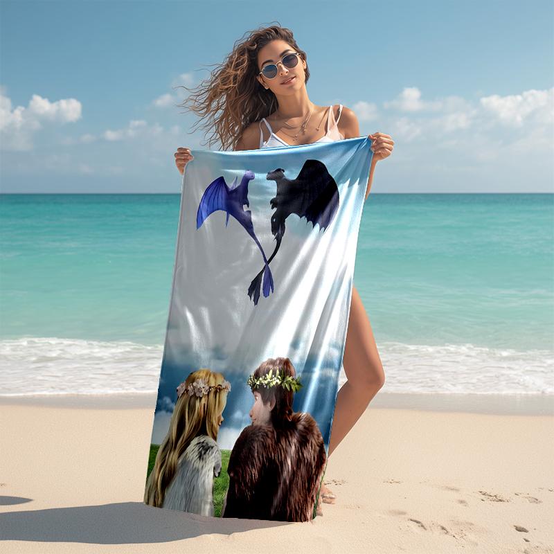 1pc Toothless1 Beach Towel, Comfortable and Thick, and Swimming/Bath/Picnic/Camping Towel, Suitable for Seaside Beaches