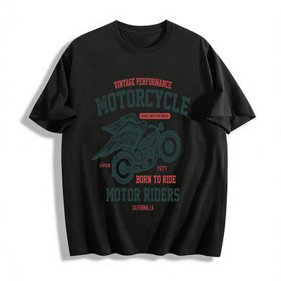 Vintage Performance Motorcycle Graphic Tee Born To Ride LA Biker Top Pure Cotton T-shirt