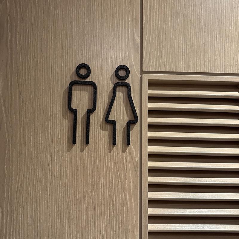 3D Printed Bathroom Door Sign Male & Female Restrooms Symbol Door Decor Restaurant Hotel Cafe Toilet Signage Wall Sticker