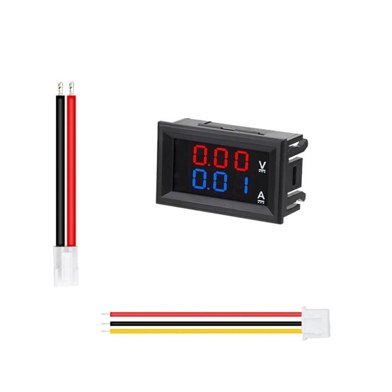 0-100V 10A Digital Voltmeter Ammeter Dual Display Voltage Detector Current Meter Panel Amp Volt Gauge 0.28" Red Blue LED
