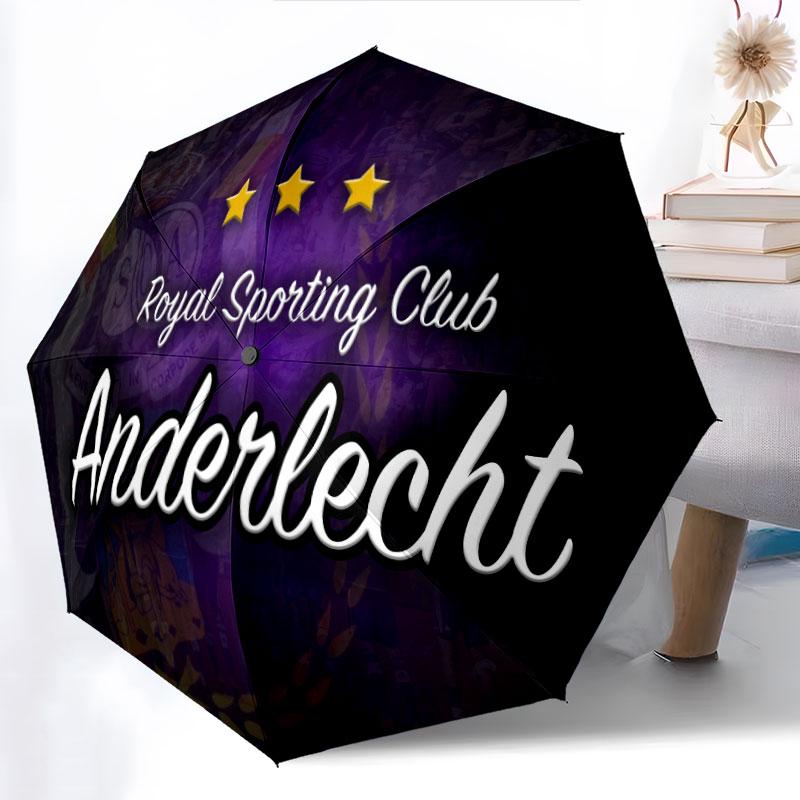 Royal Sporting Club Anderlecht pattern, automatic folding umbrella, portable and foldable design, 8 ribs, a Christmas or birthday gift.