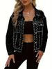 HME Europäischer Stil Damen High Street Nieten Jeansjacke