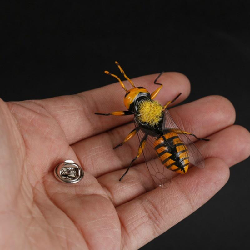 Handgemaltes Gemälde Hummel Biene Wespe Brosche Anstecker Insekt Brosche Biene Fliege Insekt Brosche Kleidung Zubehör