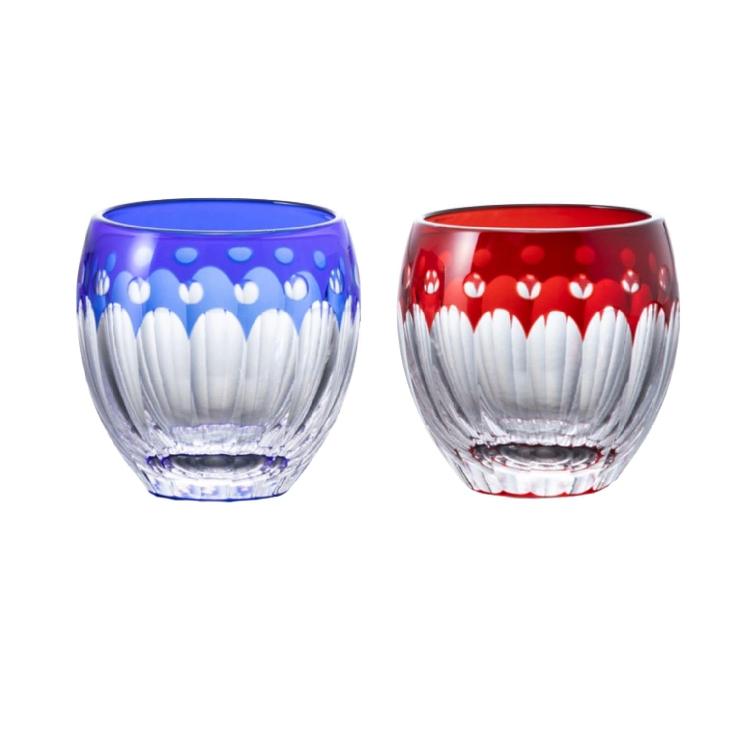 

TOFUKU Trading Original Kiriko Premium Pair of Elegant Sake x Glass, Takumi-Finished Glasswork, Cups, Blue/Red, 55(M60) H60mm, 110cc, TK-223