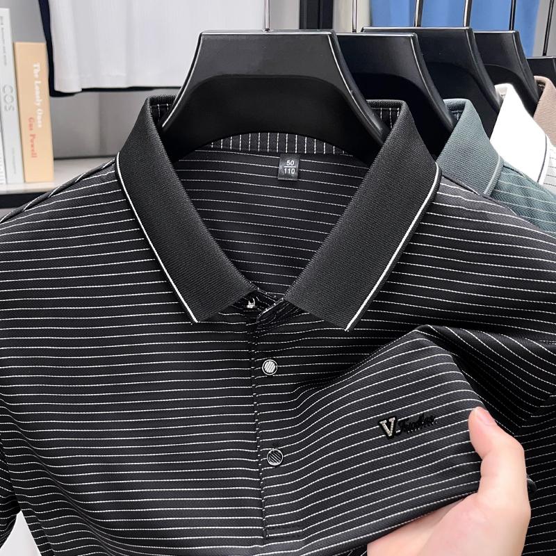 Summer Men's Short Sleeved T-shirt Ice Silk Men's Clothing Father Summer Clothing Polo Shirt Father Short Sleeved Top