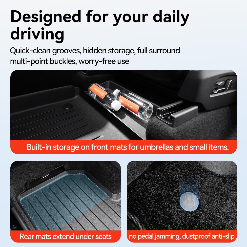 AMM1 YZ For Tesla Floor Mat Model YL 2026 Car Trunk Mat Set Luggage Mat TPE Waterproof Anti-Slip Set LHD&RHD Floor Liner Mat