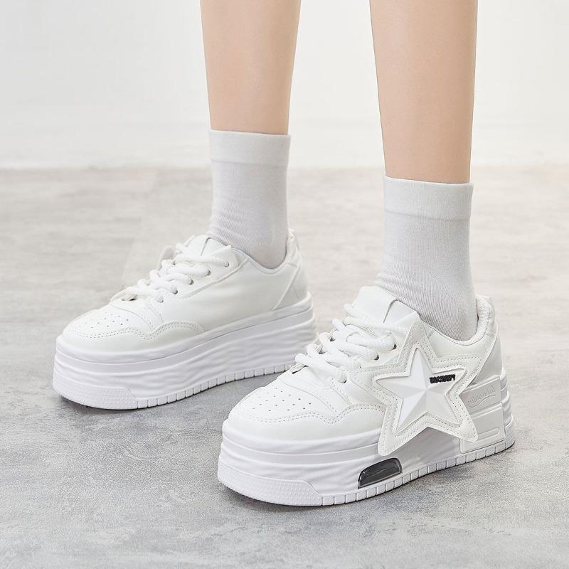 Leather Pink Chunky Sneakers Platform Lace-up Thick Sole Casual Shoes Women  Slip On Fashi Outdoors Walking Shoes