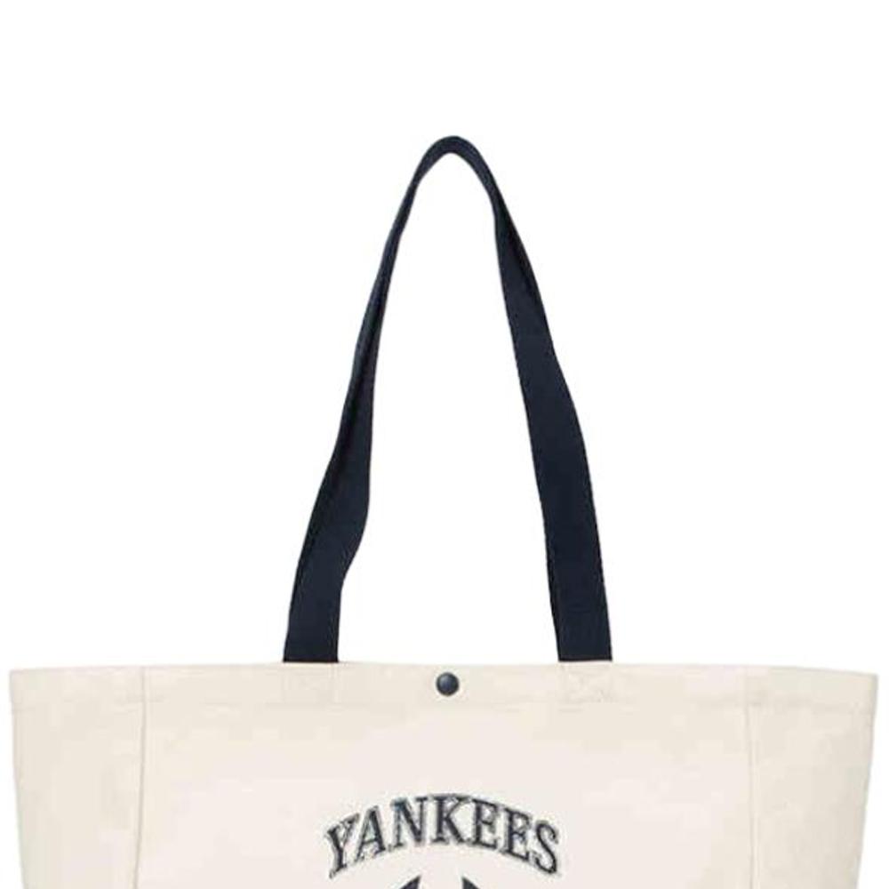 New MLB Cotton Tote Bag, Shopping Bag, Shoulder Bag Unisex Ecru & Blue 3AORV015N-50CRS