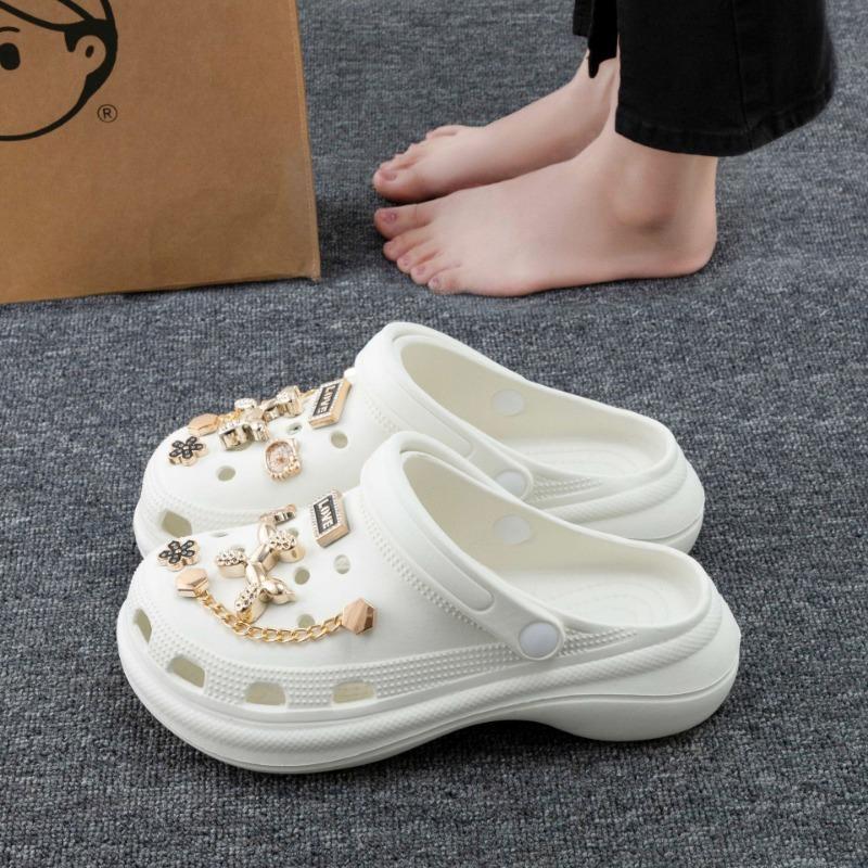 10PCS Shoe Charm for Crocs DIY Advanced Golden Retro Chain Shoe Decoration Buckle for Croc Charms Hole Shoes Accessories