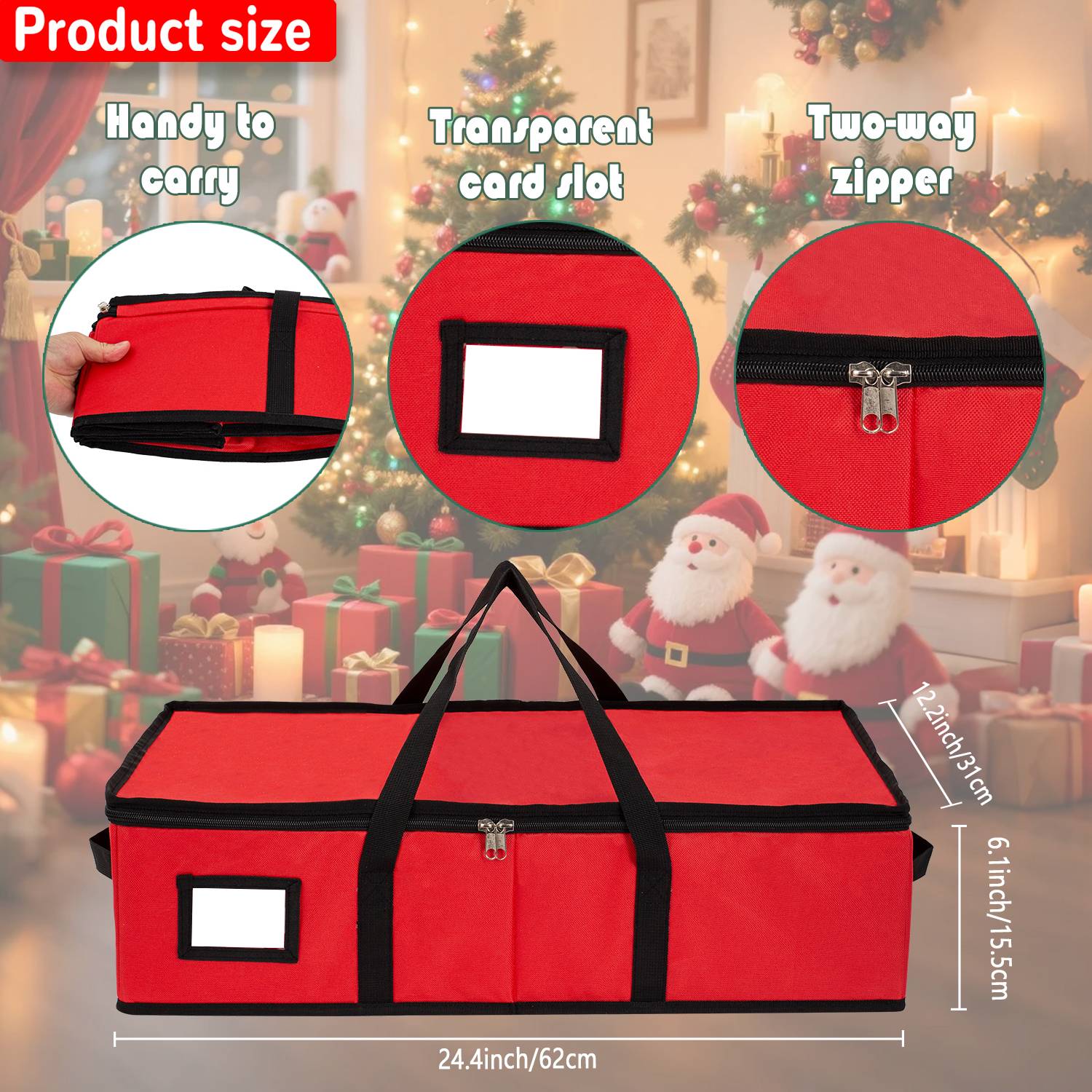 

Christmas Ornaments Collectible Storage Box Holiday Decorations Organizer Bags with Adjustable Dividers and Lids for Figurines