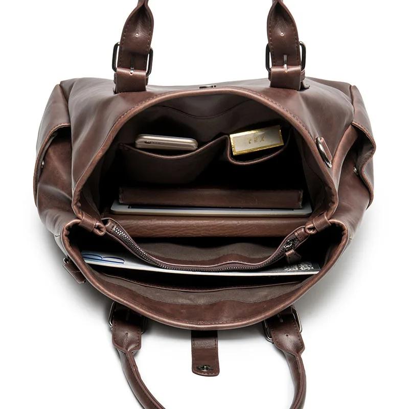 Retro Handbag Briefcase Fashion Men Crossbody Bag Men Large Capacity Top-Handle Bags with Strap Shoulder Messenger Bag Handbag