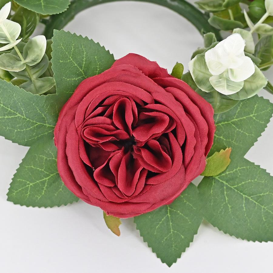 Simulation Austin Rose Wreath, Candle Cup Candlestick Wreath Wreath Decoration Party Wedding Arrangement Wreath