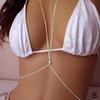 Bijuterii pentru corp, lanț sexy pentru piept, lanț de bikini pentru burtă, pentru femei, costum de femeie cu talie încrucișată, moda pentru plajă, decor simplu pentru sâni gol
