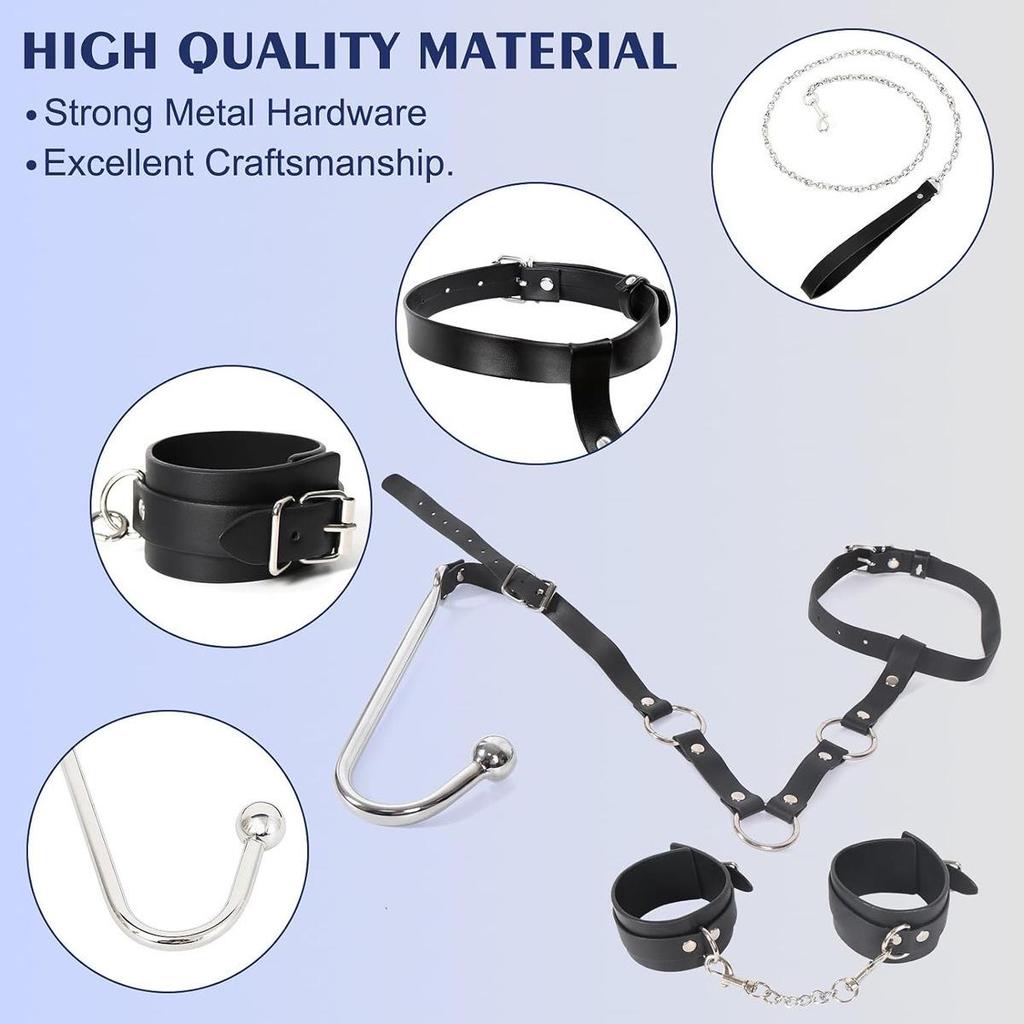 Stainless Steel BDSM Collar and Anal Hook Set