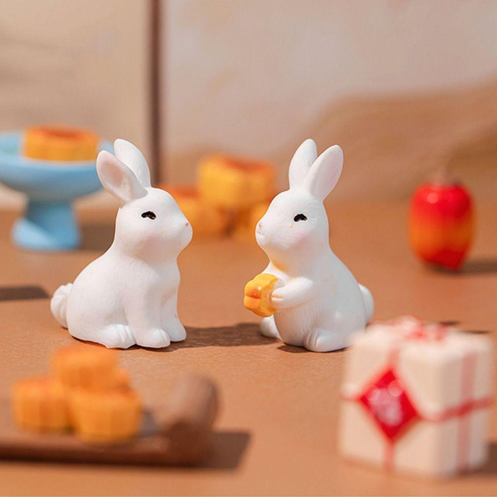 Creative Micro Landscape Cute Mid-Autumn Festival Moon Cake Rabbit Zoo Art Landscape Decorations Accessories Table Ornament