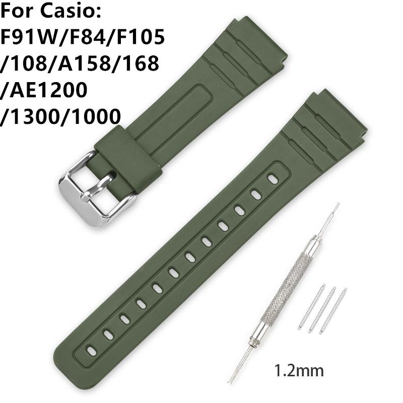 18mm TPU Resin Strap for Casio F-91W F-84 F-105/108 A-158/168 AE-1200/1300 Watch Band Waterproof Sport Bracelet Accessories