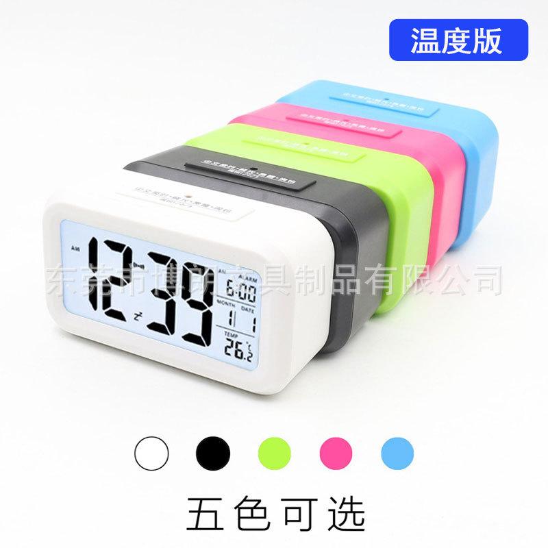 Smart clock, student English temperature alarm clock, silent backlit LCD electronic clock, digital clock