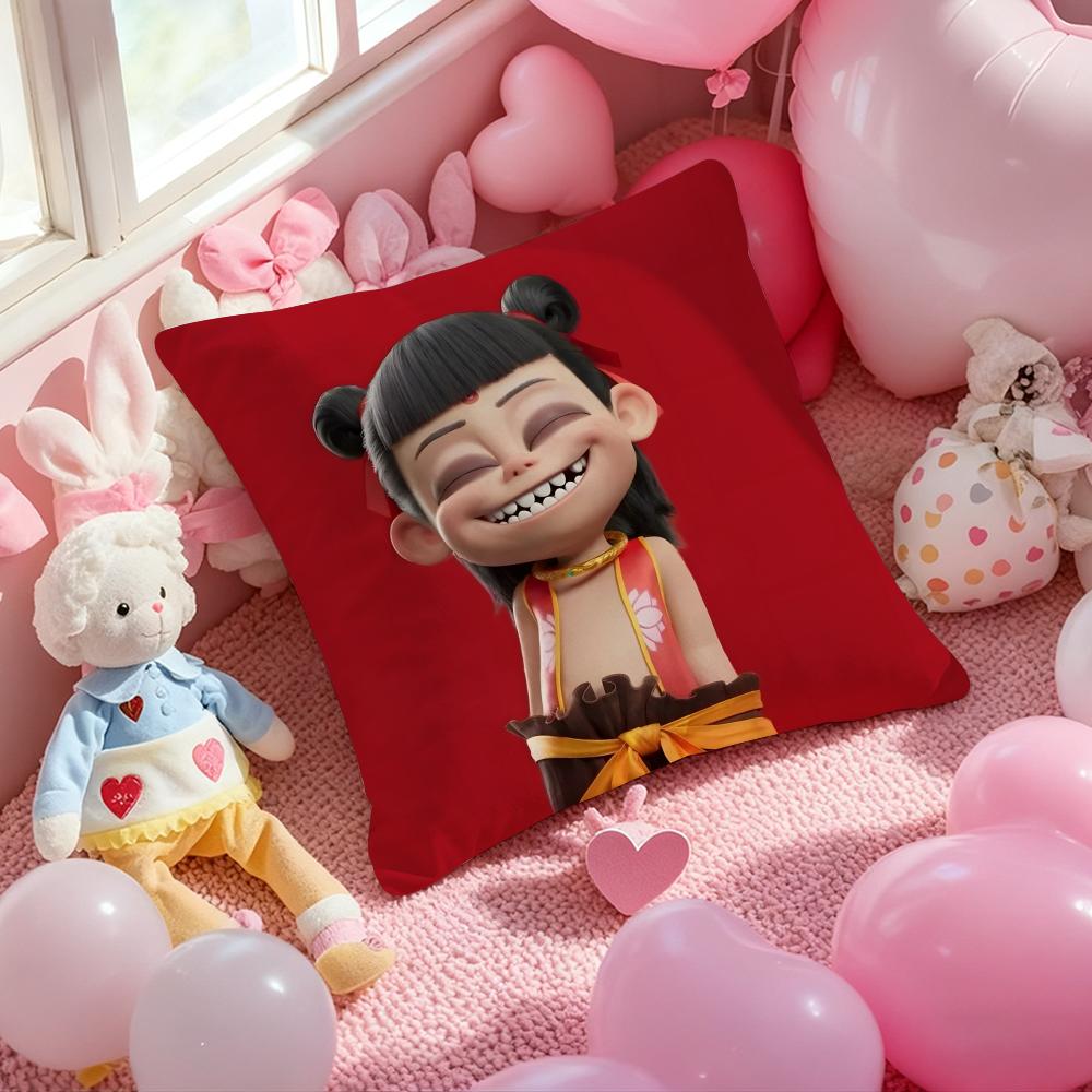 Nezha Chinese Anim Cushion Cover Pattern Printed Pillowcase for Living Room Sofa Cushion Cover & Bedroom Decor