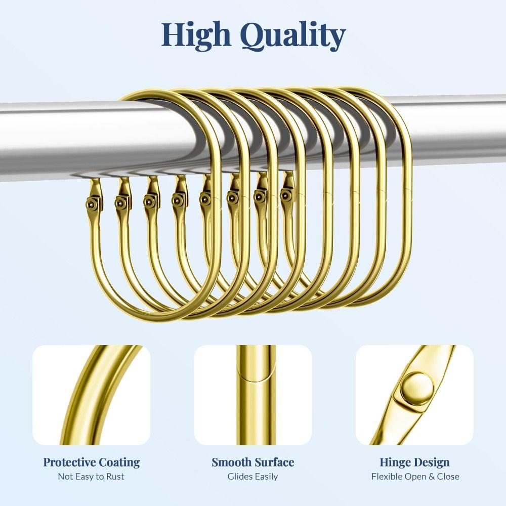 12 Pcs Glide Smoothly Oval Shower Hooks Rust Proof Shower Curtain Rod Hangers Shower