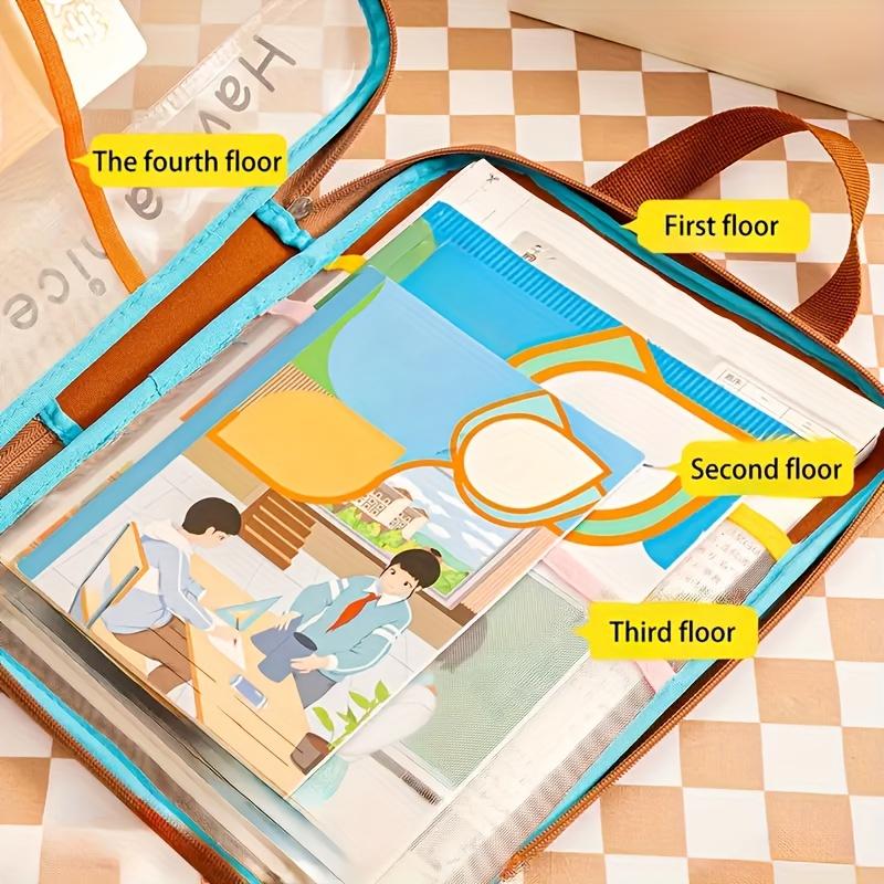 1PC Homework & College Papers Storage Pouch for Books Documents DIY Arts and Crafts Scrapbook Paper Transparent Zipper Document File Pouch