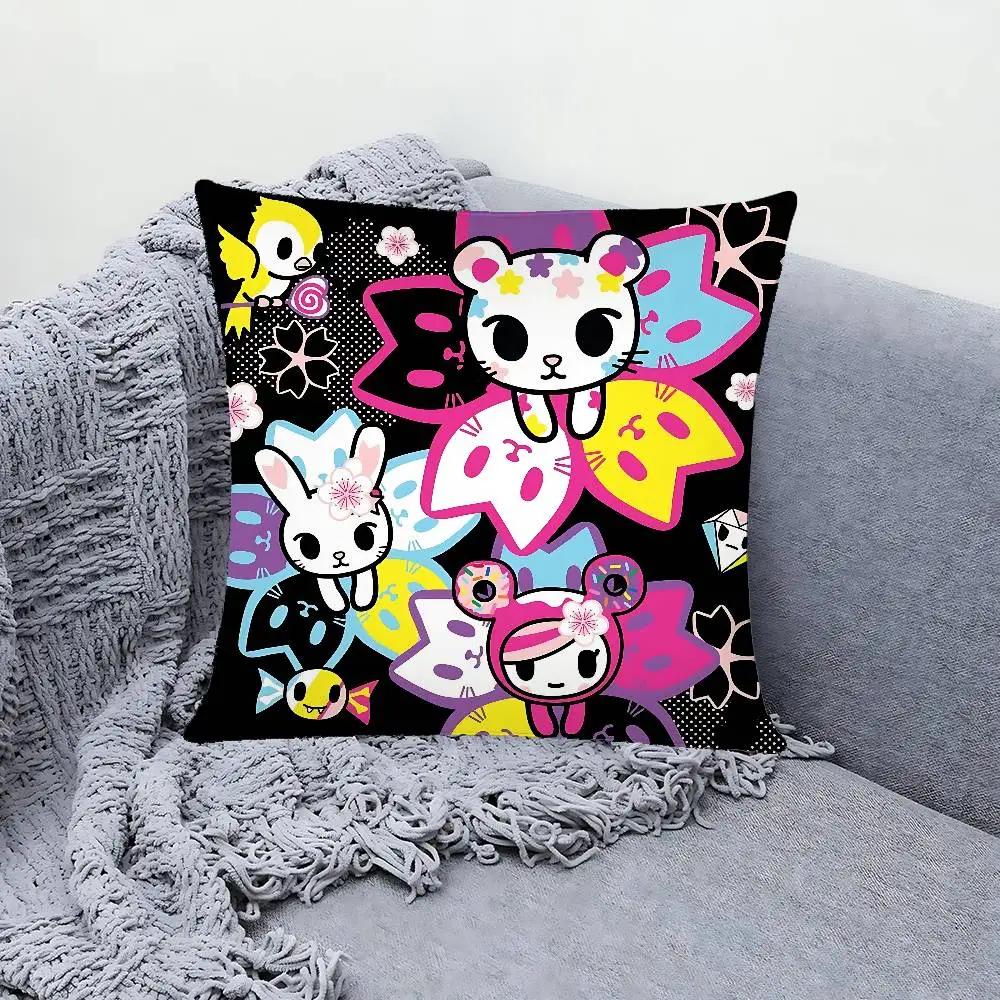 Japonia T-Tokidoki-Es Poszewka na poduszkę Pokrowiec na poduszkę Miękka Urocza Poszewka na poduszkę do rzucania Do samochodu Sofa Poszewka Poliester Z zamkiem błyskawicznym