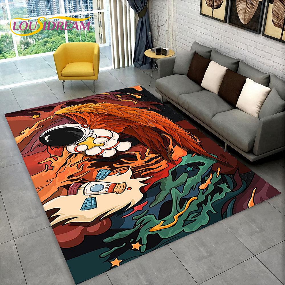 Dywan 3D Cartoon Astronaut Space Area, dywanik do domu, salonu, sypialni dziecięcej, sofy, wycieraczki, dekoracja, antypoślizgowa mata podłogowa dla dzieci