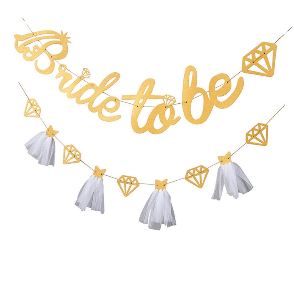 Bridal Shower Decorations, Bride To Be Banner, Wedding Dress Diamond Silver Glitter Bride Garland Bunting for Bridal Shower Party Decorations Supplies
