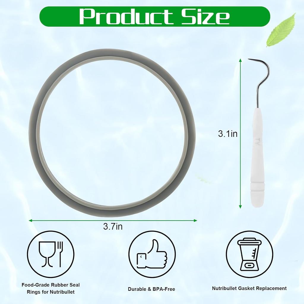 Nutribullet Replacement Parts – Gasket Replacement Rubber Seal Rings for Nutribullet 900 Series & 600W, Food-Grade Silicone Rubber Ring Gaskets,